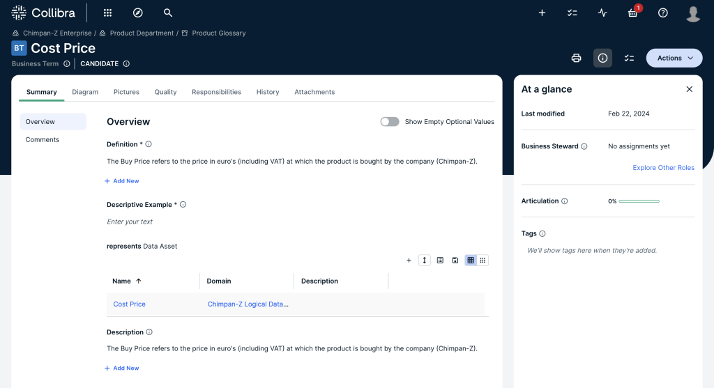 New UI Asset page Collibra