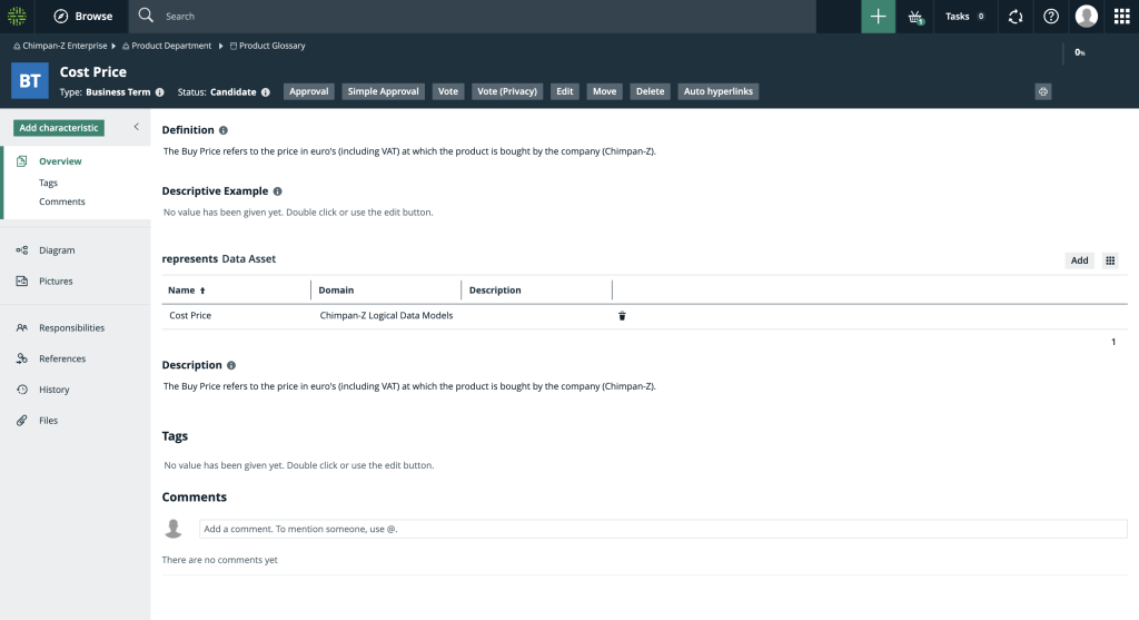 asset page old UI Collibra