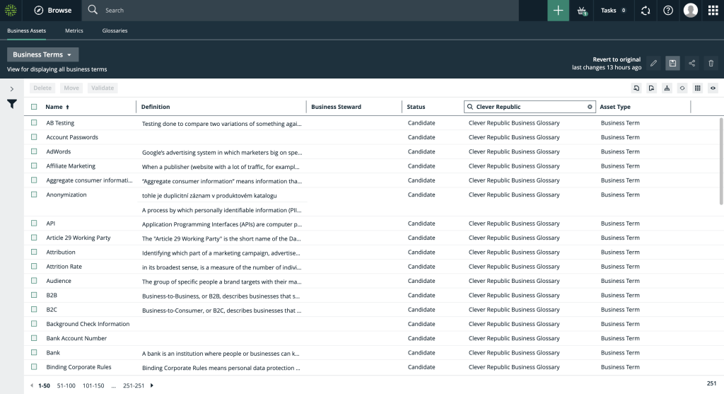 Table view previous ui collibra